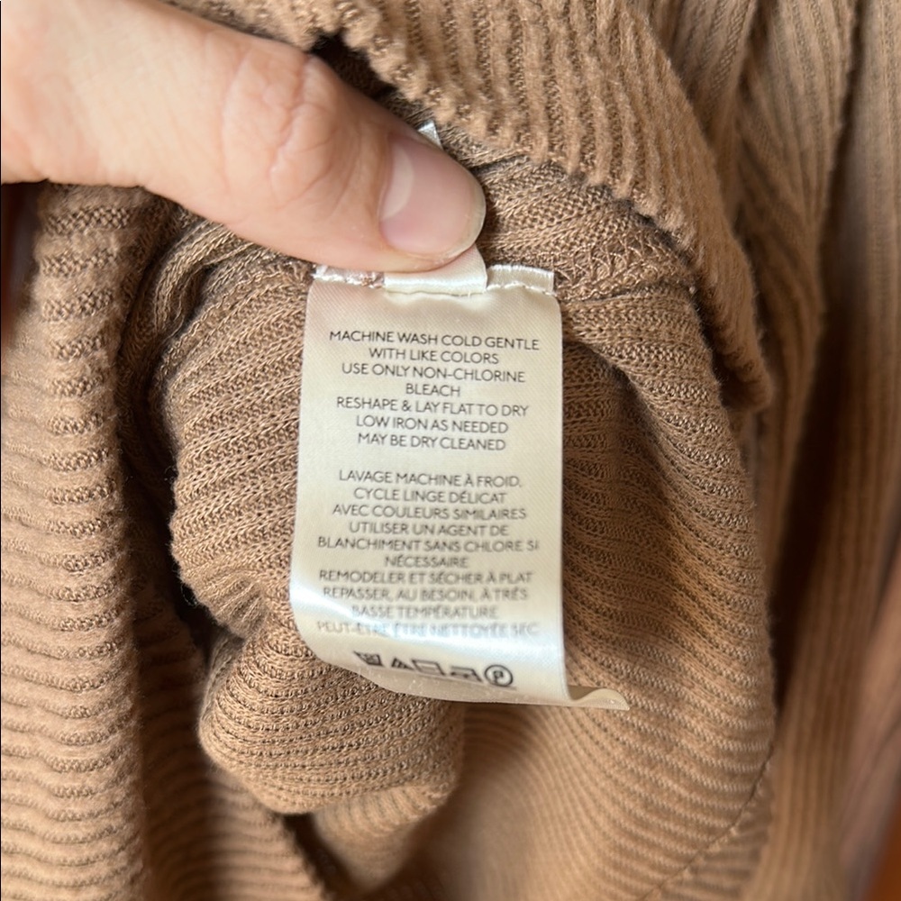 Free People Snowbunny Brown Ribbed Knit Off-the-Shoulder Sweater Top - Picture 9 of 10